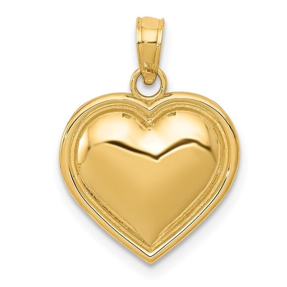 14k Yellow Gold Polished Domed Heart Pendant